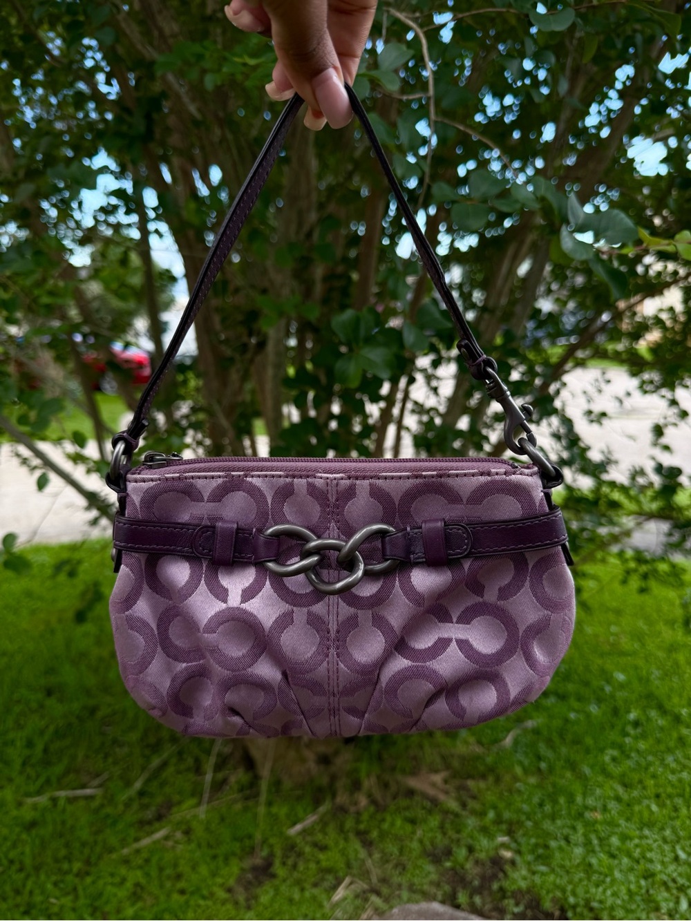 Vintage Purple Signature Coach Wristlet